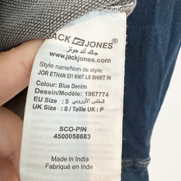 Jack & Jones Long Sleeve Snap Chambray Blue Shirt Mens Size Small - Picture 8 of 11